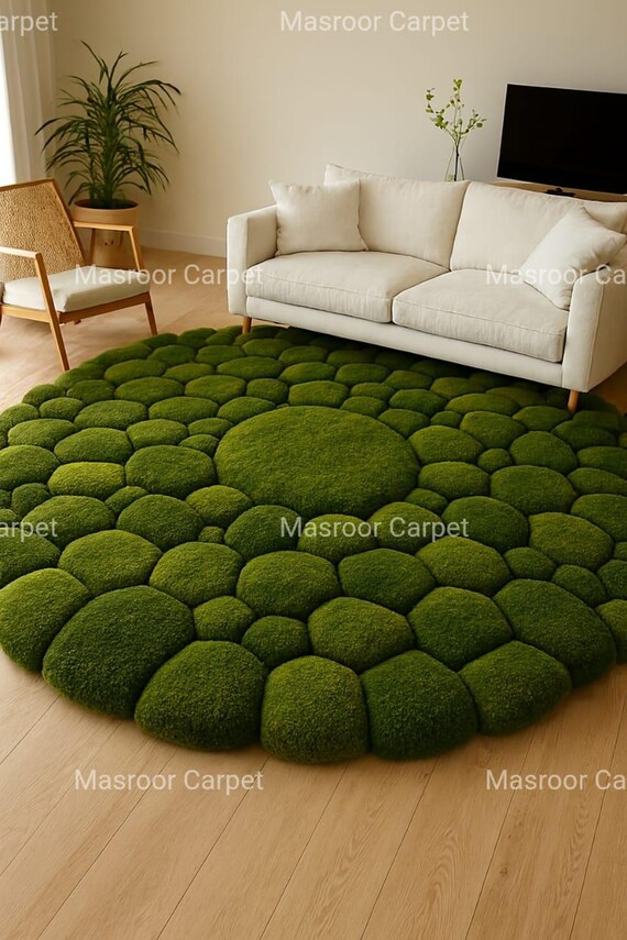 3D Moss Rug | Hand-Tufted New Zealand Wool, Nature-Inspired Carpet