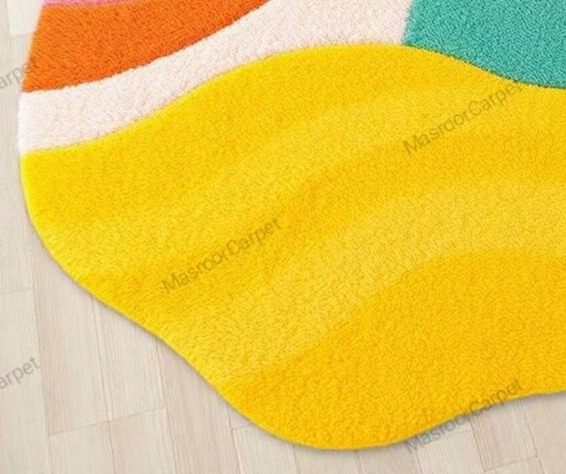 Puddle Rug Shape Irregular Pink Hand-tufted Wool Rug Happy Puddle Painted Flow Pattern ...