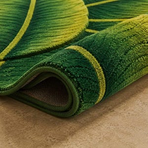 Banana Leaf Rug Handmade Tufted Rug, Tropical Rug Green Area Rug, Unique Irregular Rug, Custom Size Rug, Aesthetic Decor Rug