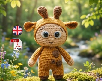 Baby Girafe Crochet Pattern, Amigurumi Giraffe Doll PDF Tutorial, Easy Crochet Animal Pattern, Digital Download in English, 17cm