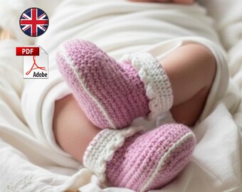 Crochet Baby Booties Pattern PDF Easy Newborn Shoes Tutorial Baby Sneakers and Cuffed Booties Beginner Friendly DIY Baby Shower Gift Idea