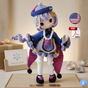 Qiqi Amigurumi Virkmönster PDF | Detaljerad Anime Dockhandledning | Chibi Dockvirkningsguide | Digital Nedladdning | Engelsk Version