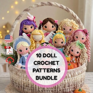 10 Crochet Doll Patterns Bundle PDF, Amigurumi Doll Pattern Set, Cute Plushie Crochet Tutorial, Beginner Friendly Dolls