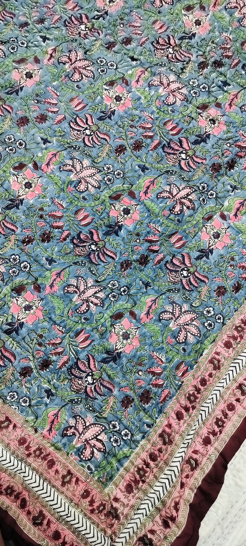 Block Print Kantha Quilt Indian Cotton Famous Razai Blanket Etsy UK