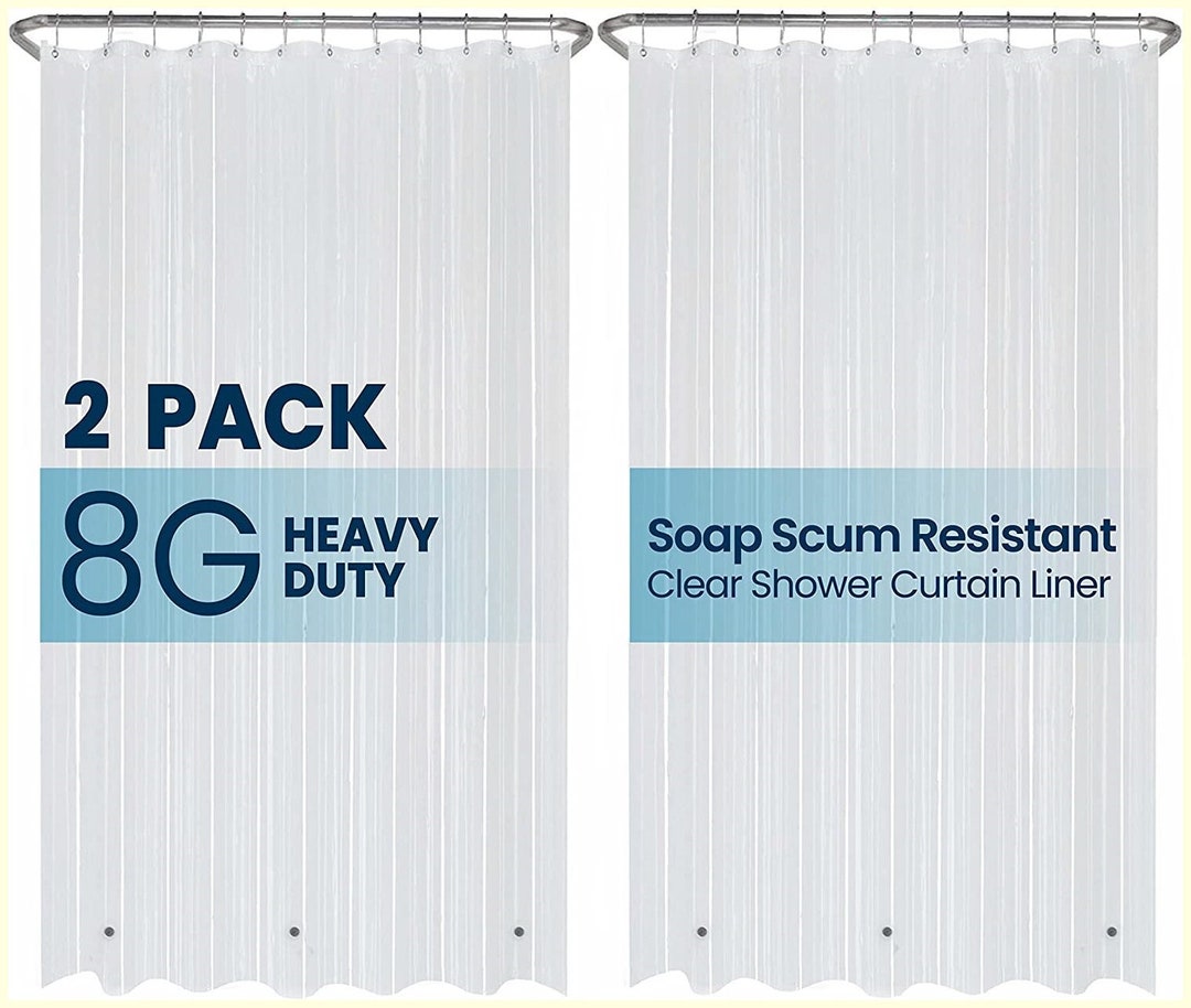 Clear Shower Curtain Liners PEVA 2 Pack Clear Bathroom Etsy