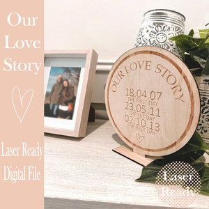 Our Love Story Plaque | SVG | Laser Cut File | Glowforge | Engrave files | DXF