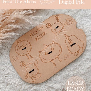 TROTEC Piccolo coperchio / Feed The Aliens / SVG / Laser Cut File / Glowforge / Engrave files / DXF