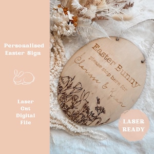 SVG Easter Bunny Please Stop Here Sign | Easter | SVG | Laser Cut File | Glowforge | Engrave files