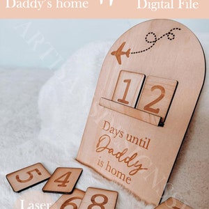Days Until Daddy's Home Countdown PLANE/FiFo | SVG | Digital Laser Cut File | Glowforge | Engrave files | DXF