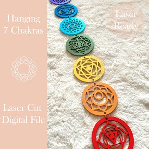 SVG zeven(7) chakra's opknoping | Digitaal ontwerp | Svg | Lasergesneden bestand | Gloedforge | Bestanden graveren