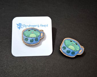 Blep Frog Wooden Pin