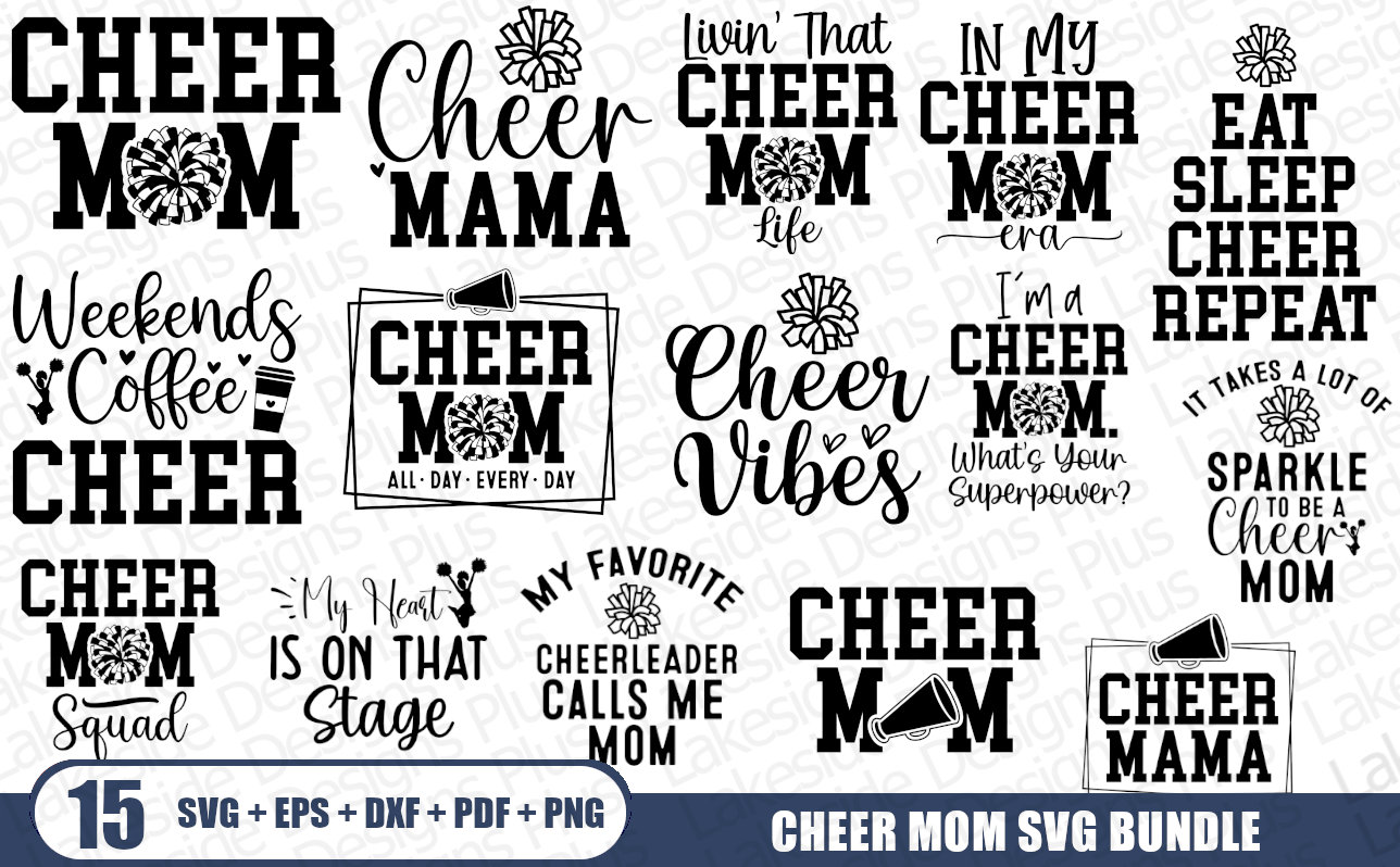Cheer Mom SVG 15 Pack, Cheer Mom Shirt Png, Cheer Mom Cricut, Cheer Mama Svg, Cheer Mom Svg Png For Cricut Sublimation