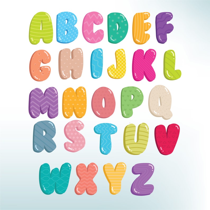 Set of Bubbly Colorful Alphabet Letters A-Z Vectors - Etsy