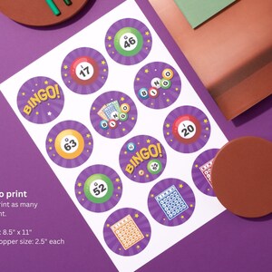 Digitale Bingo Cupcake rond Topper decor | Bingo cupcake topper Feestviering