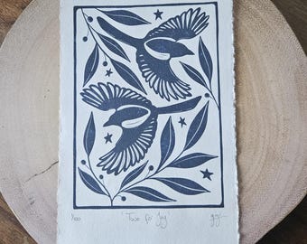 Gravura em linóleo de pega: Edição limitada e assinada, tamanho A5, para decoração de parede.