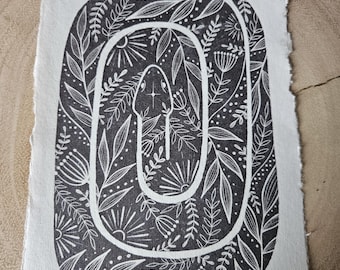 Snake Spirit Animal Art Print: Limited Edition Linocut, Signed A5