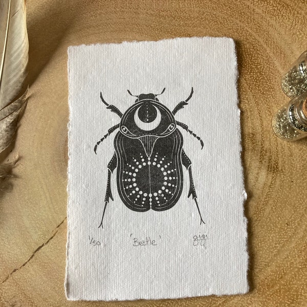 Original Beetle Art Print, Unusual Home Decor, Handmade Print, Limited Edition Art, Insect and Invert Gift, Taxidermy and Curiosities