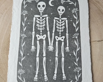 Till Death do us Part Art Print: Limited Edition Lino Cut, couples, anniversary, wedding