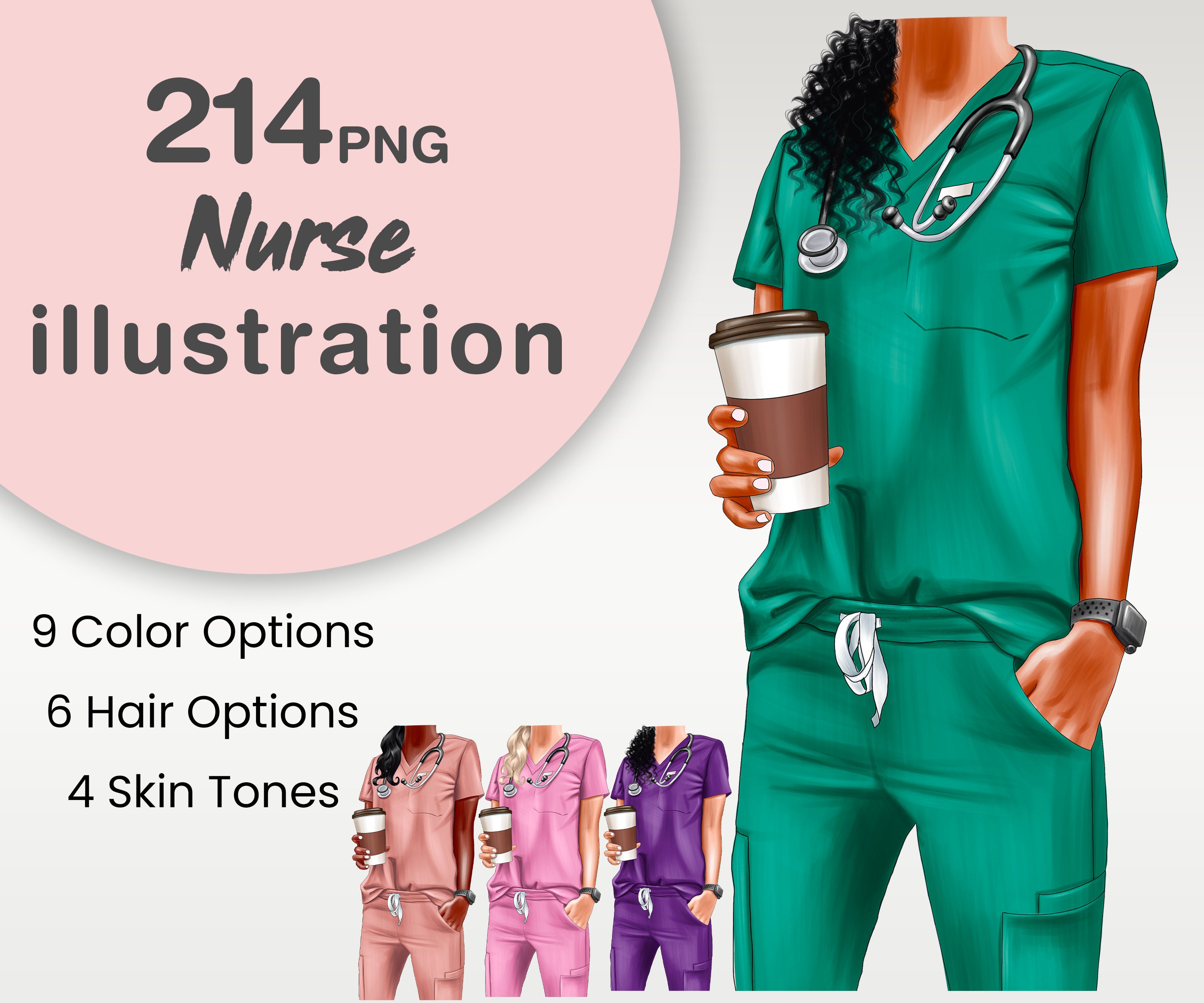 Nurse Clipart PNG Doctor Clipart Medical Scrubs Etsy
