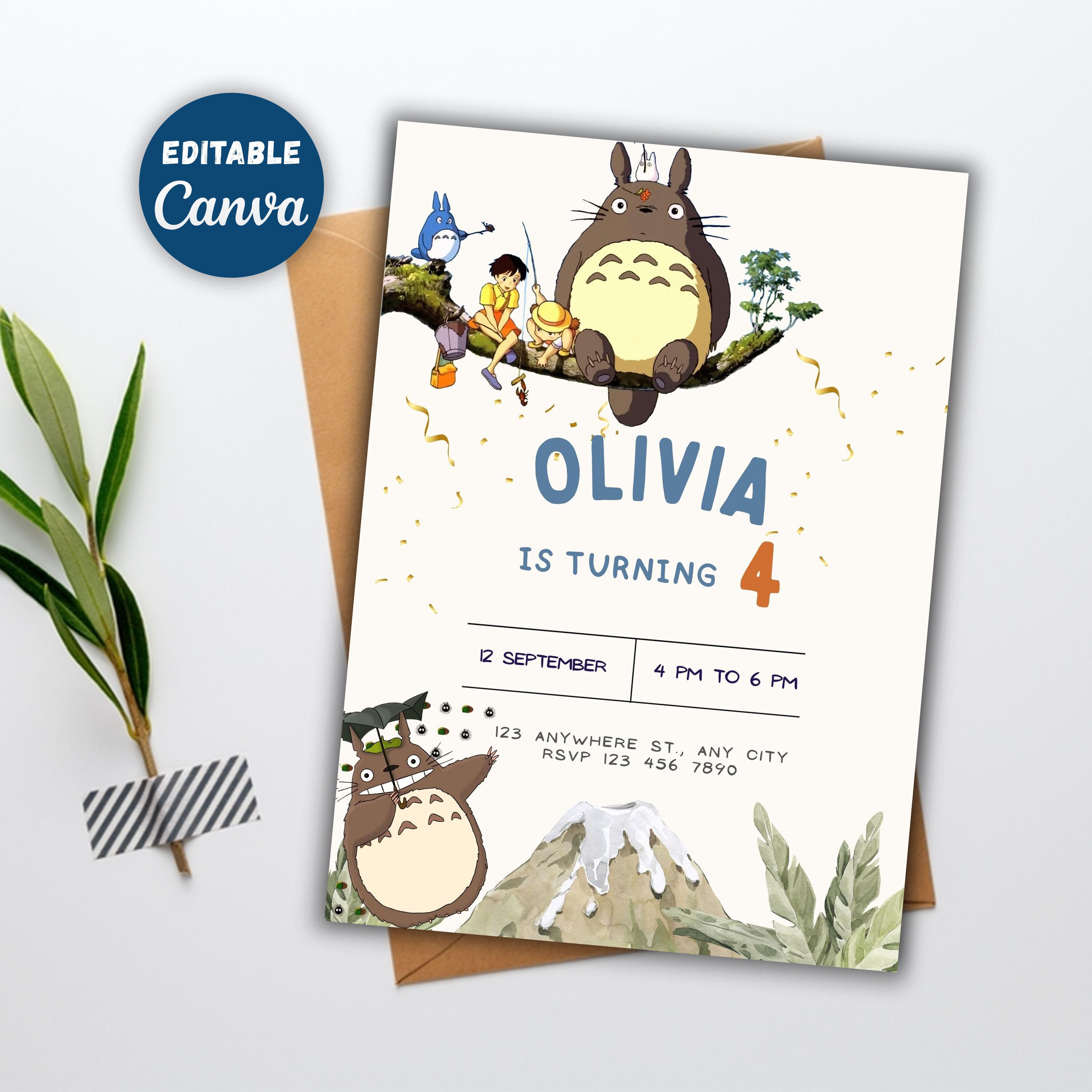 Totoro Birthday Invitation Printable Totoro Party Invitation - Etsy