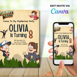 Gravity Falls Birthday Invitation Gravity Falls Invite - Etsy