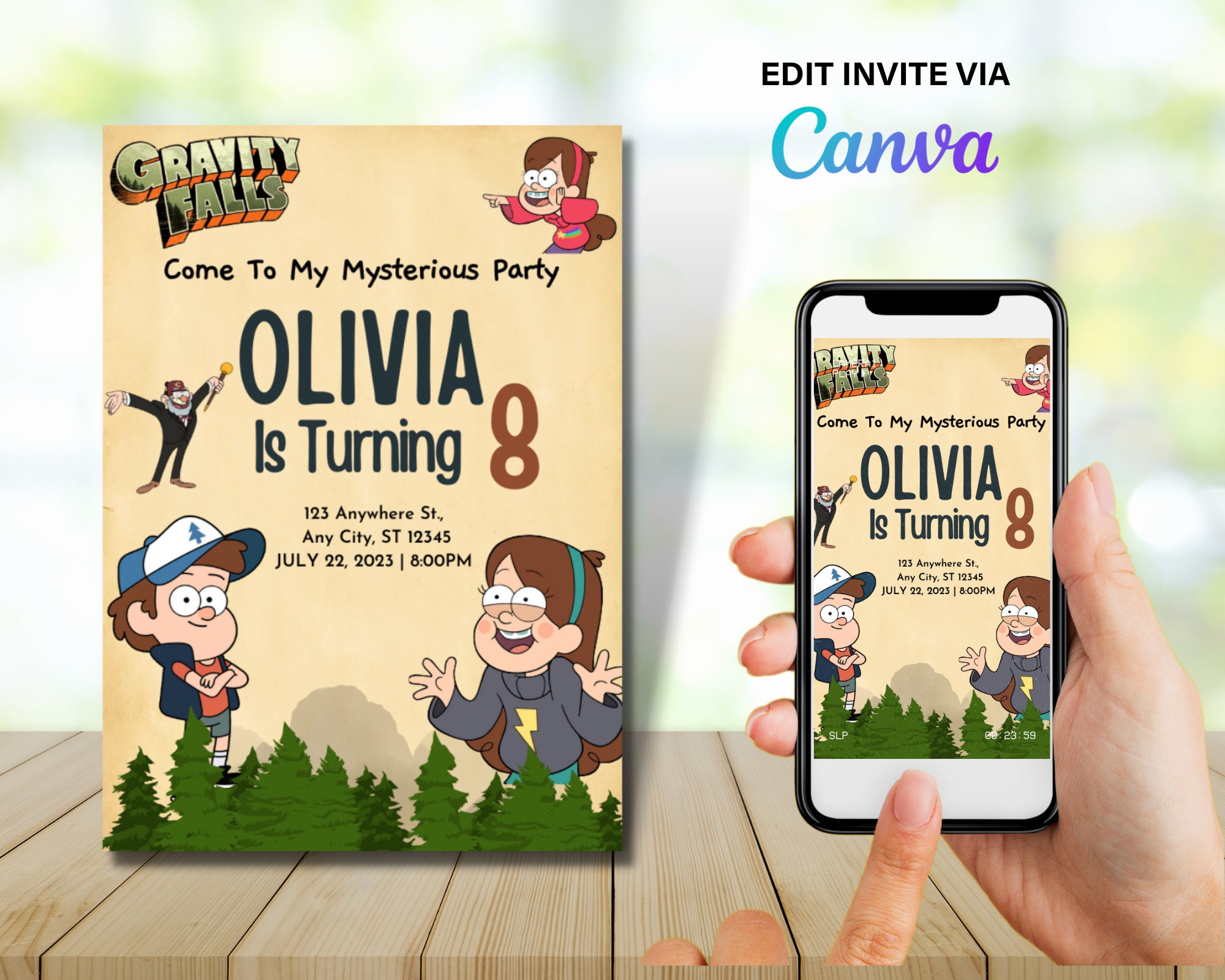 Gravity Falls Birthday Invitation Gravity Falls Invite - Etsy