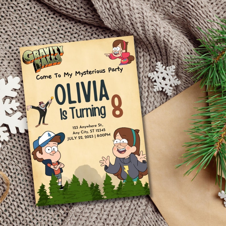 Gravity Falls Birthday Invitation Gravity Falls Invite - Etsy