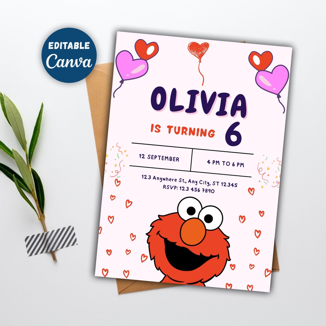 Elmo Birthday Invitation Printable Elmo Party Invitation - Etsy