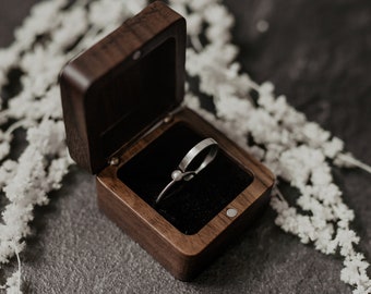 Caja de anillo de boda personalizada, caja de madera para propuesta de matrimonio, caja para un solo anillo, caja de anillo personalizada
