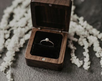 Custom wedding band box, Wooden ring box for proposal, Single ring box, Custom ring box