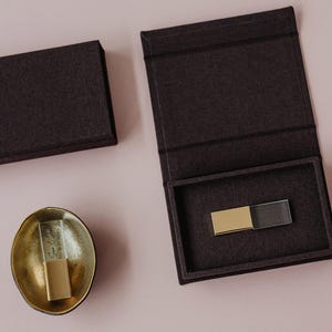 Midnight linen USB box | USB flash drive box | Personalized Wedding USB Box perfect for crystal glass usb 3.0