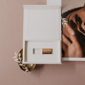 White linen USB box | USB flash drive box | Personalized Wedding USB Box perfect for crystal glass usb