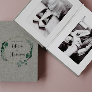 Slip In Photo Album for 4x6 Photos, Linen Matted Travel Photo Album for 20 photos