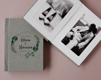 Slip In Photo Album for 4x6 Photos, Linen Matted Travel Photo Album for 20 photos