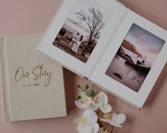 4 x 6 Linen Slip-In Matted Photo Album | Custom Engraved Photo Album With 10-page (20 photo/prints)