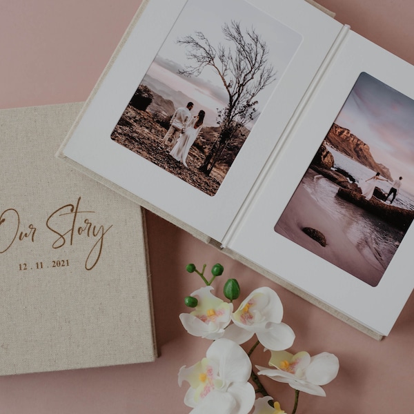4 x 6 Linen Slip-In Matted Photo Album | Custom Engraved Photo Album With 10-page (20 photo/prints)