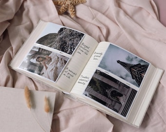 Personalized Travel Photo Album for 200 photos with Sleeves – Large Linen Adventure Book for - 4x6 Photos