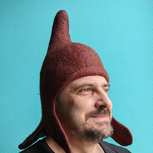 felted wool men's warm Scythian hat for festivals of historical reenactment