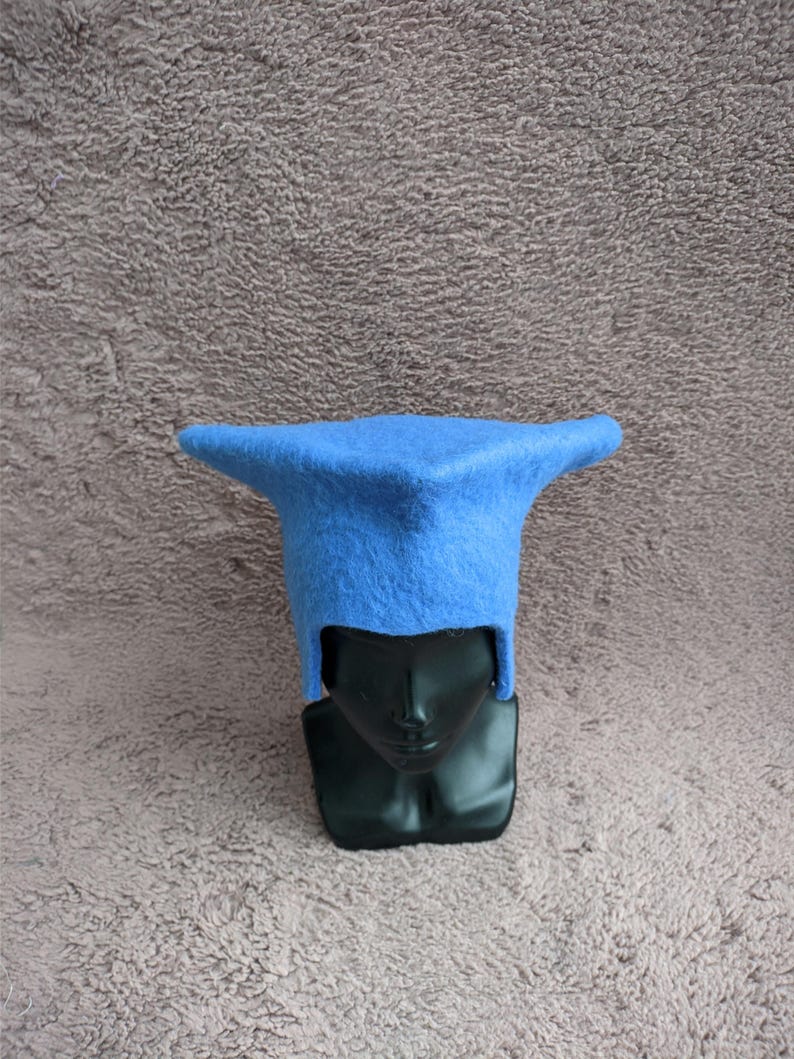 Canterbury Wool Hat for Historical Reenactment, 16th Century Tudor Felt Hat Blue