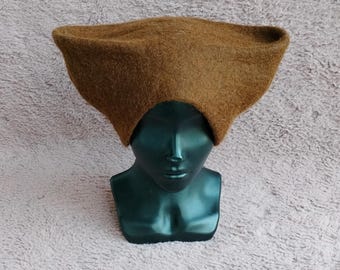 Felted Wool Horned Hat, Medieval Royal Women's Headwear