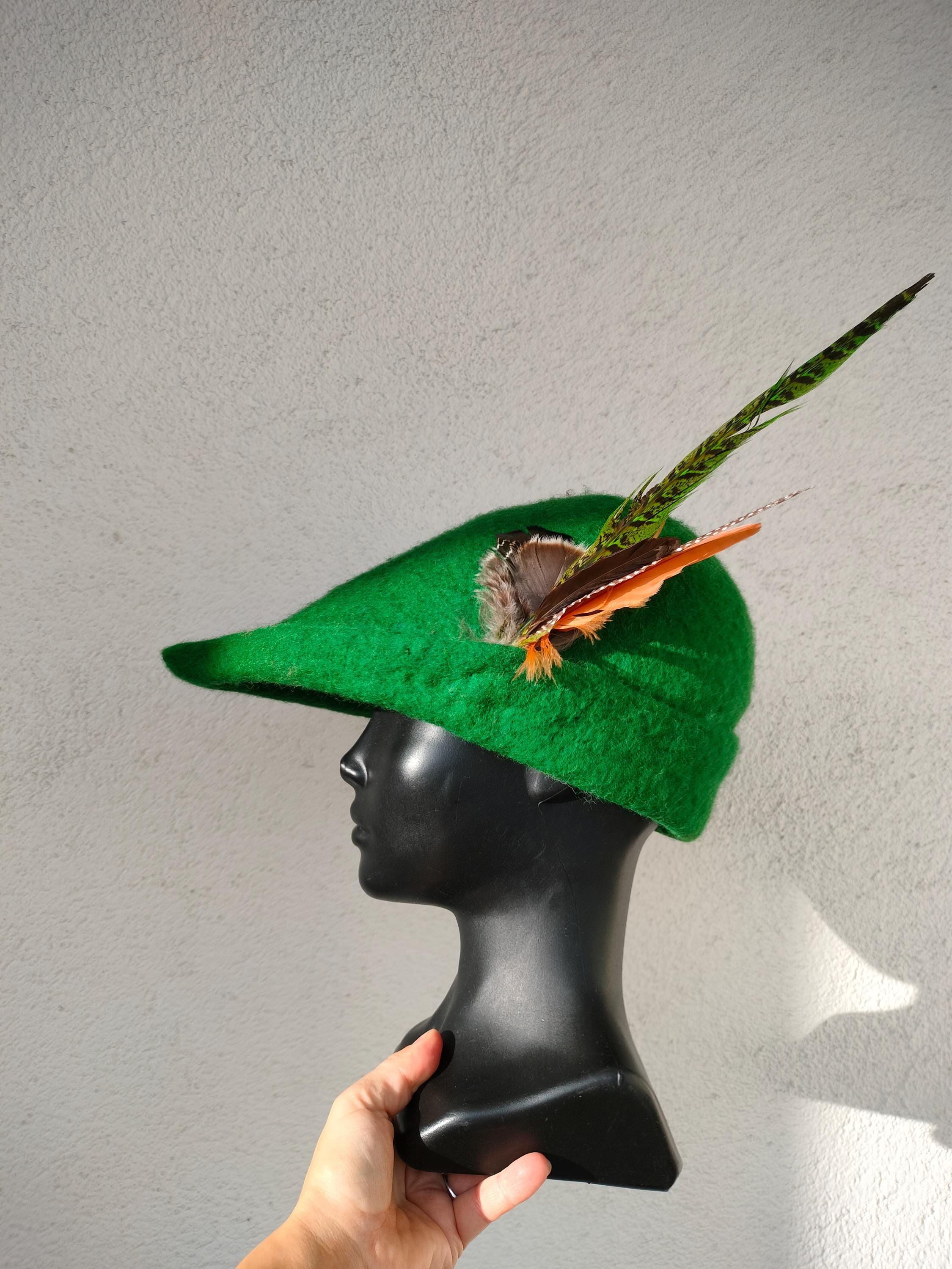 Wool Felted Robin Hood Hat With Feathers - Medieval Tyrolean  display picture 3