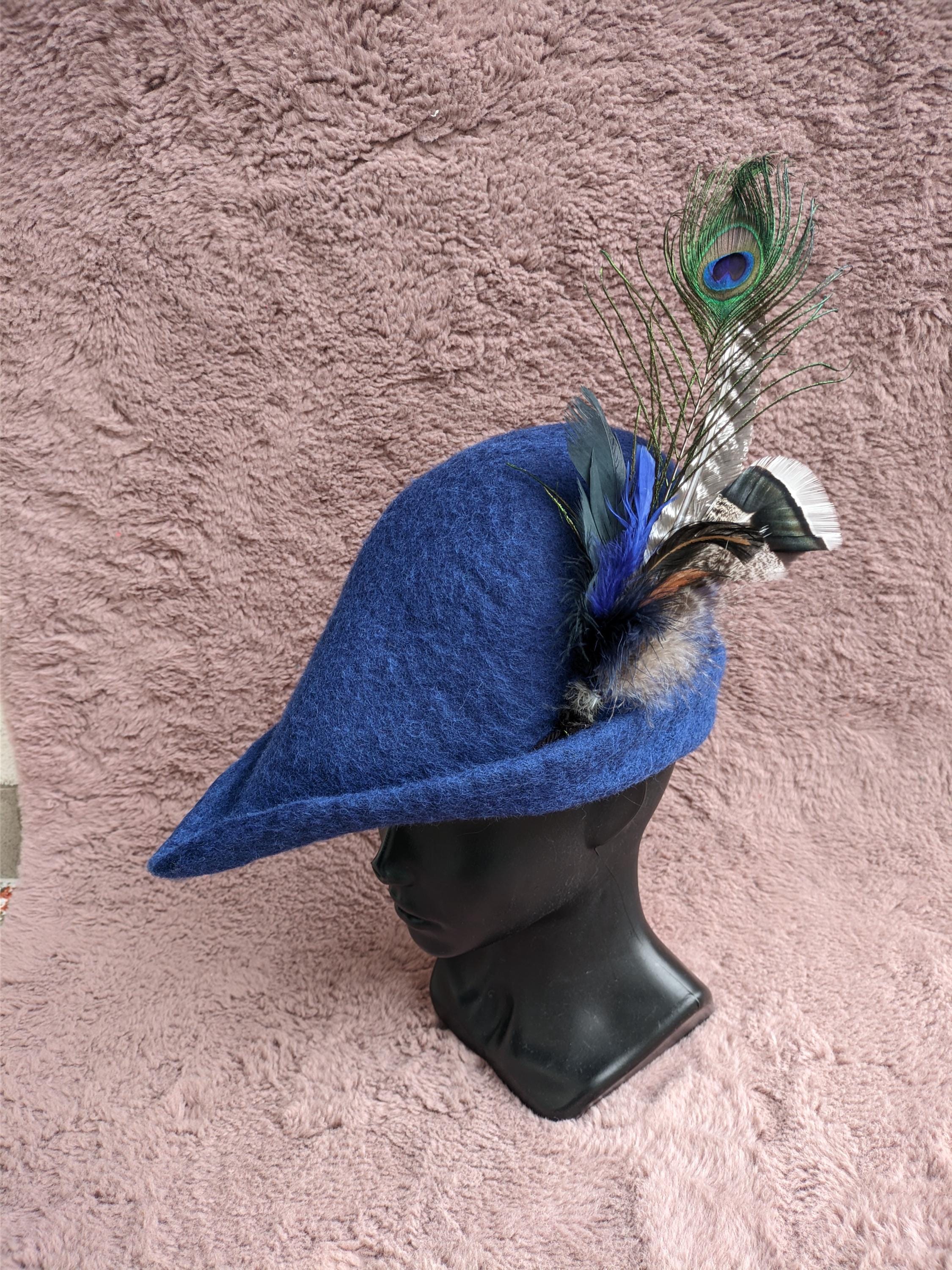 Wool Felted Robin Hood Hat With Feathers - Medieval Tyrolean  display picture 1