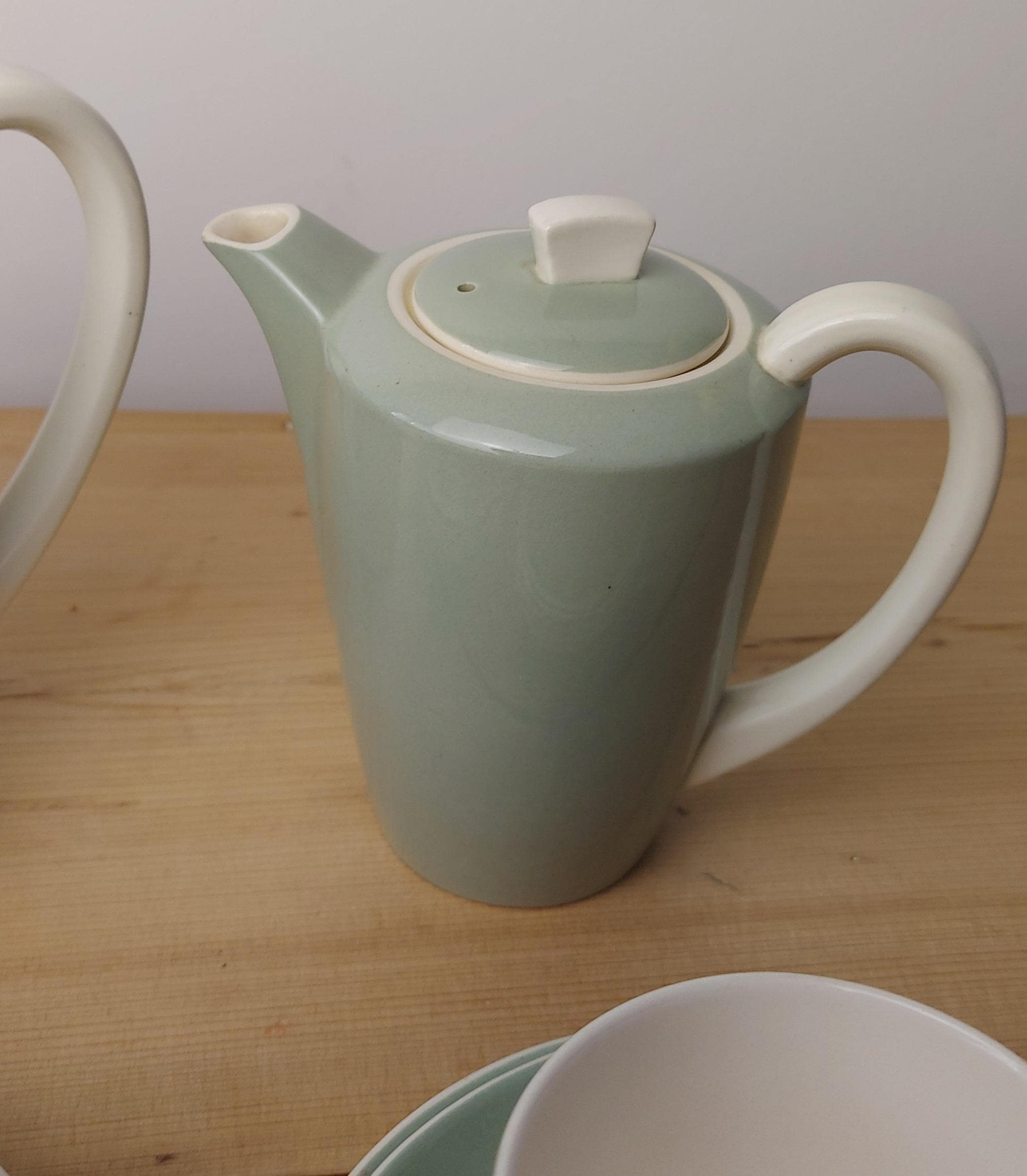 Vintage Poole Pottery Celadon Streamline Coffee Set 1950s