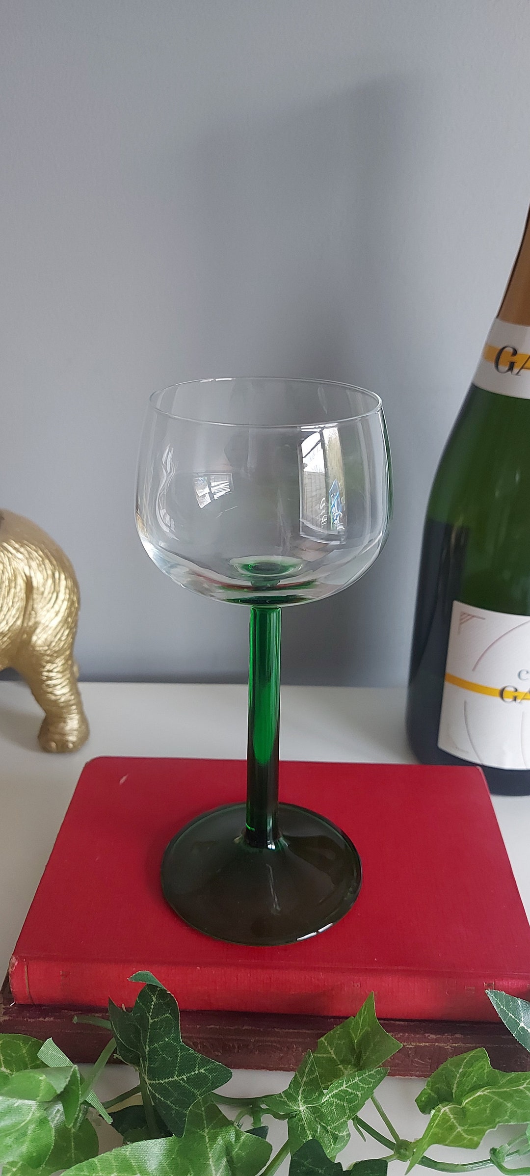 Vintage Luminarc France Green Stem Wine Hock Glass 1970's Retro Etsy UK