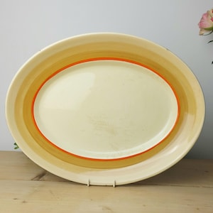 Art Deco Clarice Cliff Orange Banded Platter Plate Newport Pottery 37 x 28.5cms