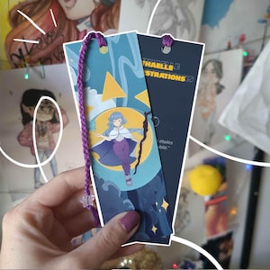 Bookmark - Latte Gardienne | Manga, anime, original character | Double-sided bookmarks with quote, handmade braid star charm