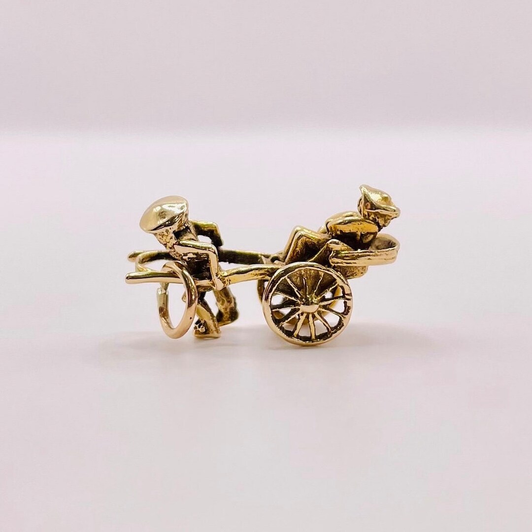 Gold Pulled Rickshaw Charm - Etsy