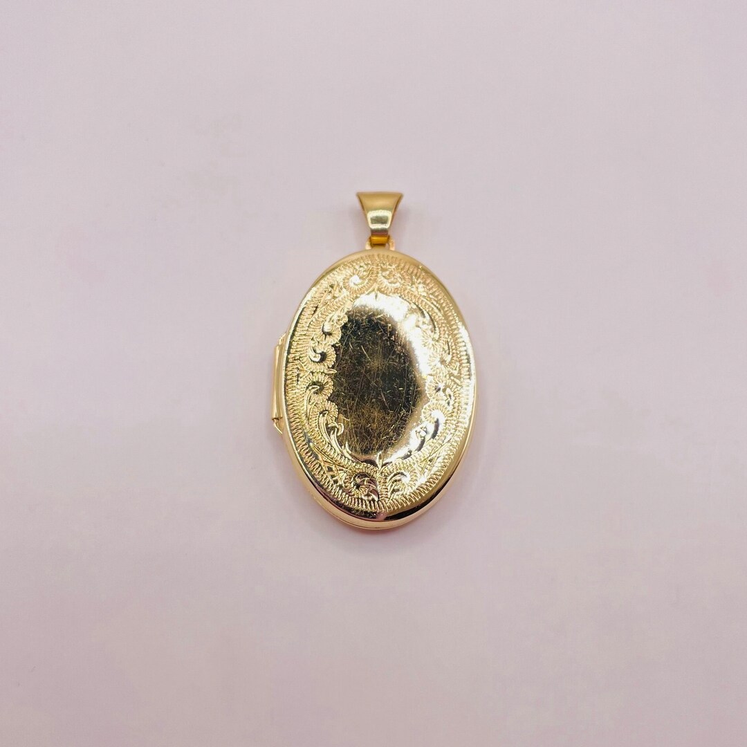 Holy Locket Pattern Gold Oval Pattern Locket - Etsy