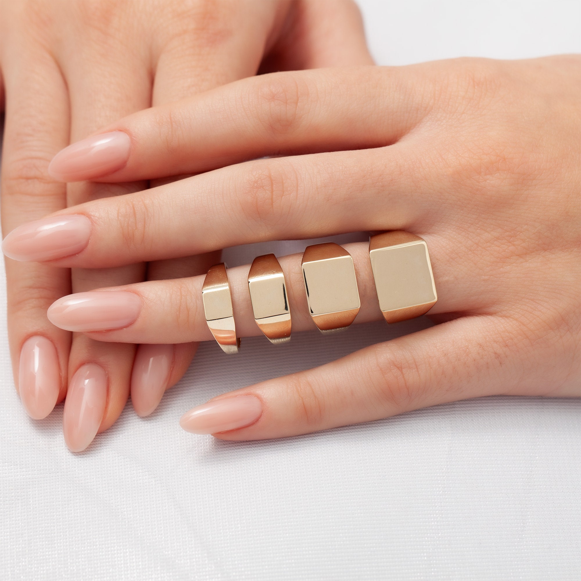 指輪・リング Plain Square Signet Ring #7413 Square Signet Ring 13mm, 14k 18k 10k Solid Gold Custom Pinky