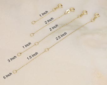 14K Solid Gold Chain Extender, Adjustable Necklace Extender, Extender for Perfect Fit, Gold Extender For Everyone